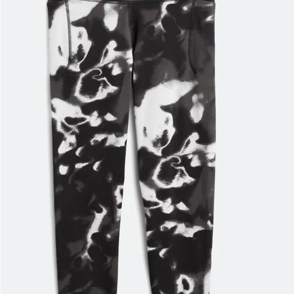 Under Armour High Rise Tie Dye Leggings Black White Ink Wash Size Large - Picture 1 of 15